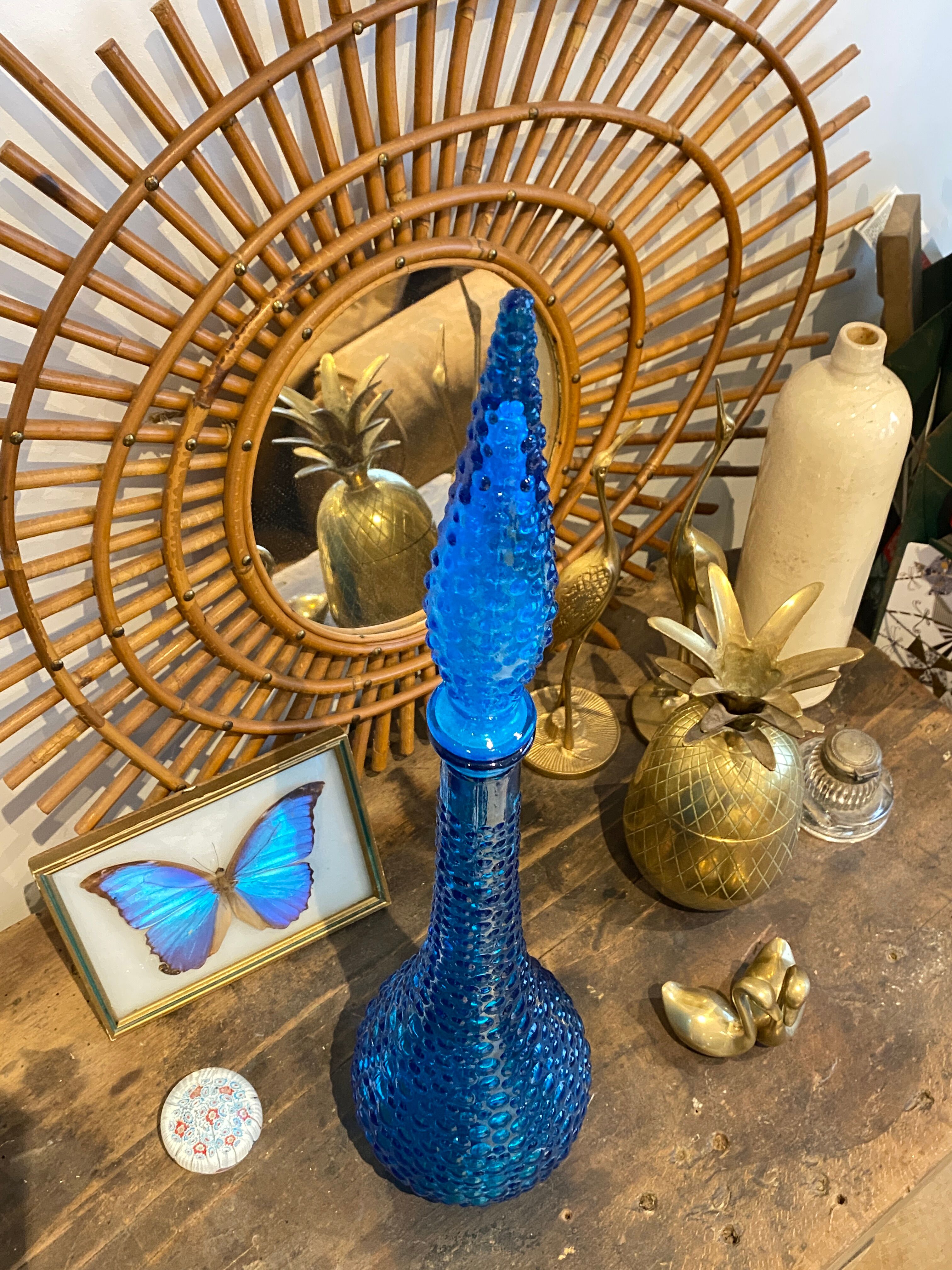 Turquoise blue Empoli decanter