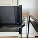 Pair of Cantilever armchairs in leather and black tubular - 1970s