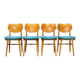 Ensemble de quatre chaises de salle à manger en hêtre des années 1970 par TON, Tchécoslovaquie