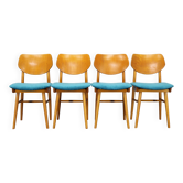 Ensemble de quatre chaises de salle à manger en hêtre des années 1970 par TON, Tchécoslovaquie