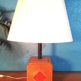Scandinavian lamp in wood and ceramic, 1970s