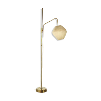 Brass floor lamp with pleated lampion shade 50