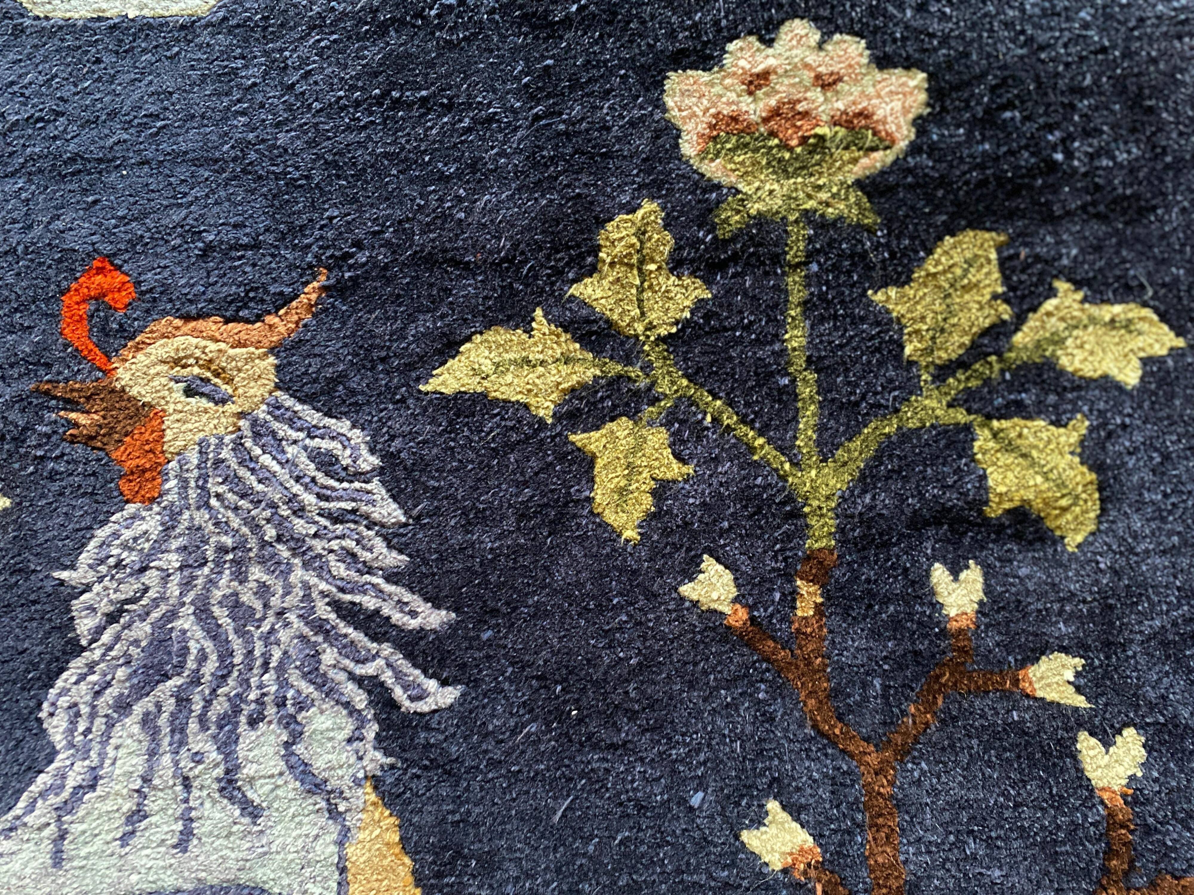 Art Deco Chinese Handmade Silk Bautou Tapestry Rug, Early 20th Century