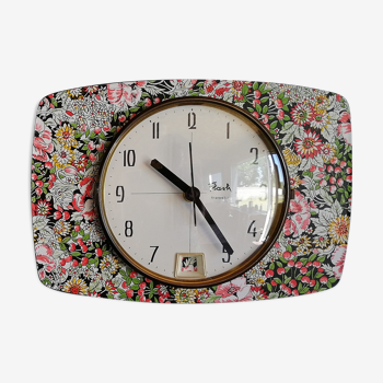 Clock vintage silent wall clock "flash transistor cherries flowers"