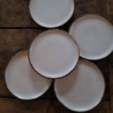 5 assiettes à dessert en grès vernissé. 1970–19805 assiettes à dessert