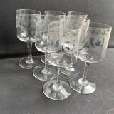 7 verres à vin ½ cristal guilloché – Art nouveau