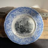 Set of 6 talking plates - creil and montereau France