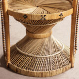 Emmanuelle XXL chair with armrests, rattan canning, bohemian style, circa 1970