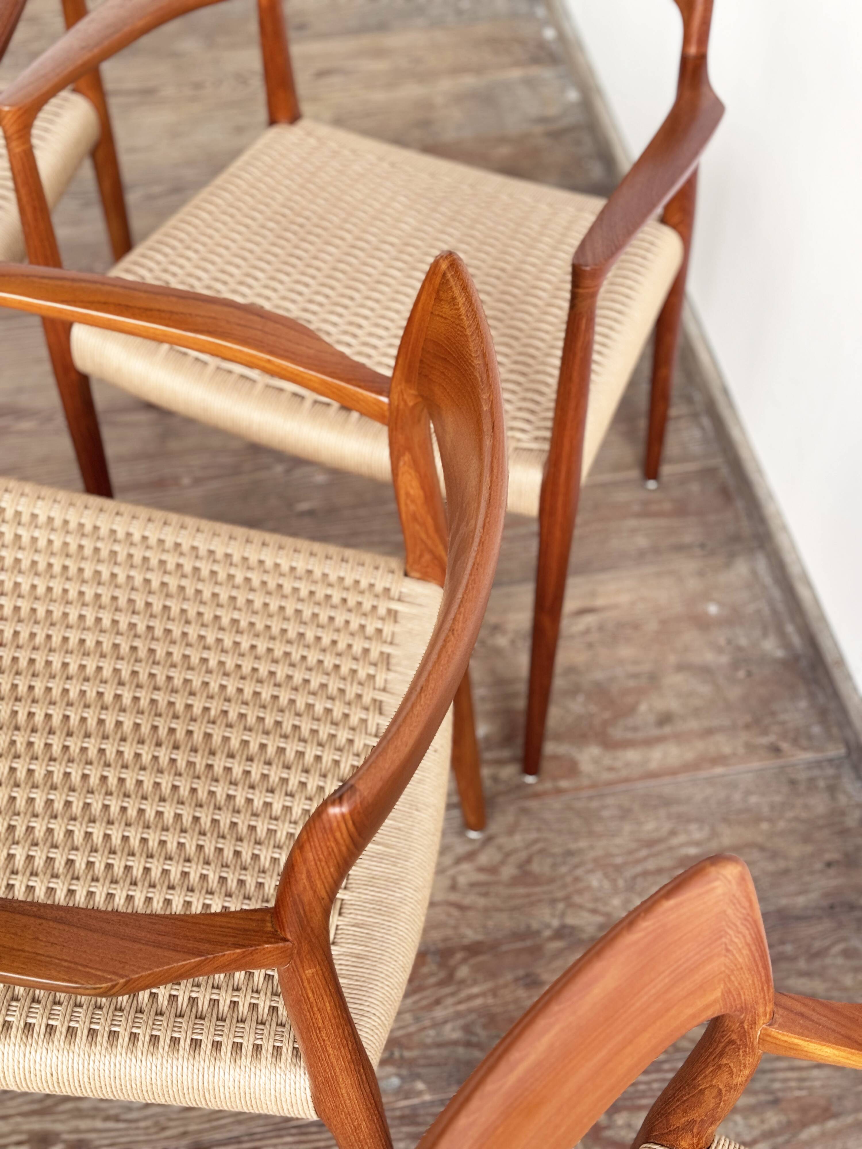 Chaises de Salle à Manger Danoises  Modèle 57 en Teck, Niels O. Møller,  JL Mollers, Ensemble de 6