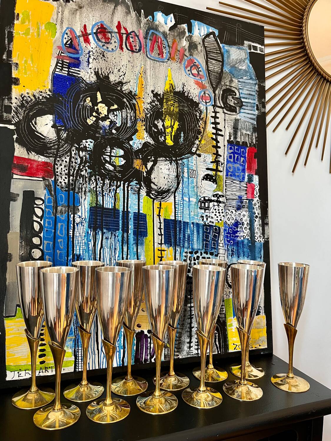 Service of 12 champagne flutes Orfèvrerie L'Ecuyer