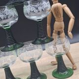 Set of 6 engraved Roemer wine glasses