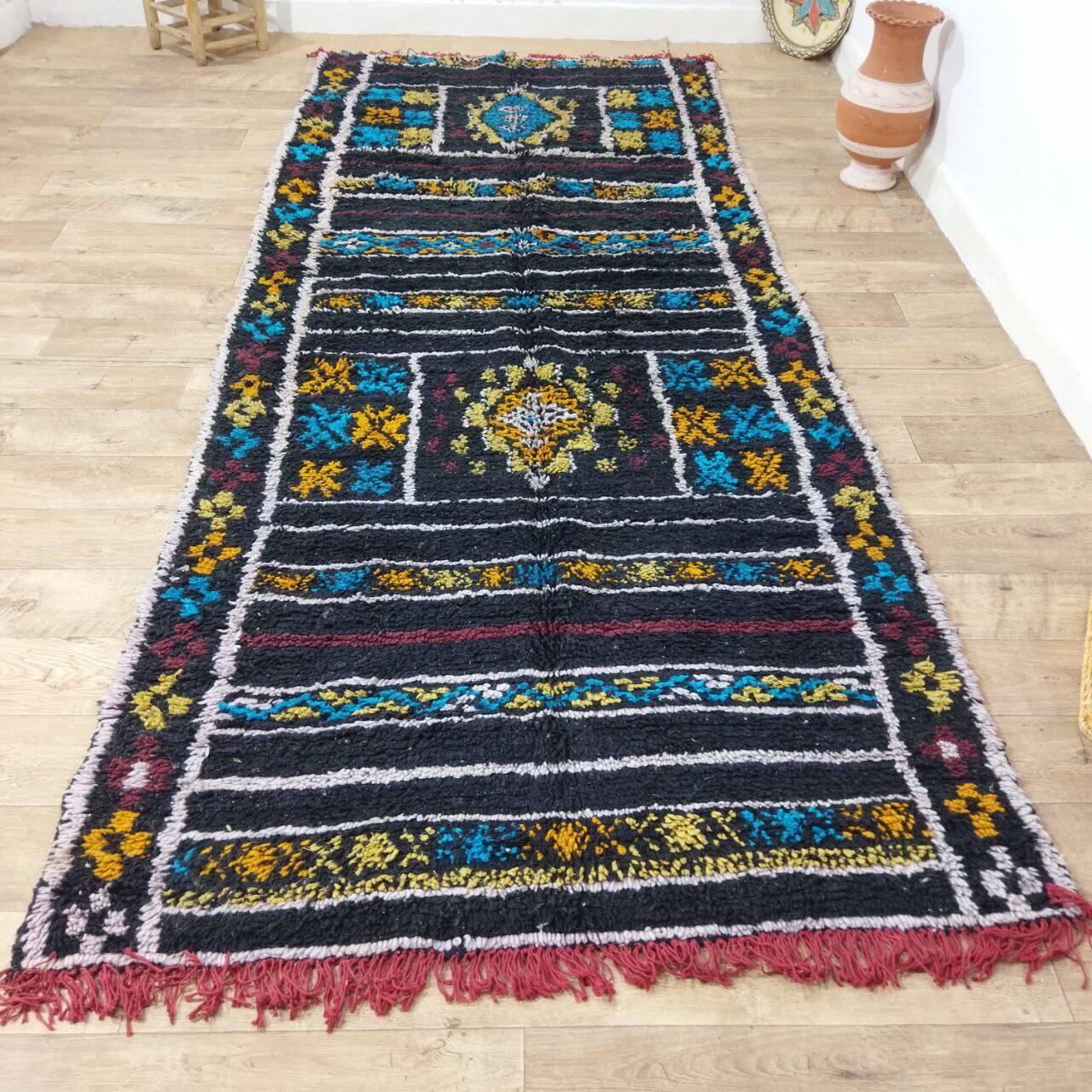Handmade wool Berber rug 340 X 140 CM