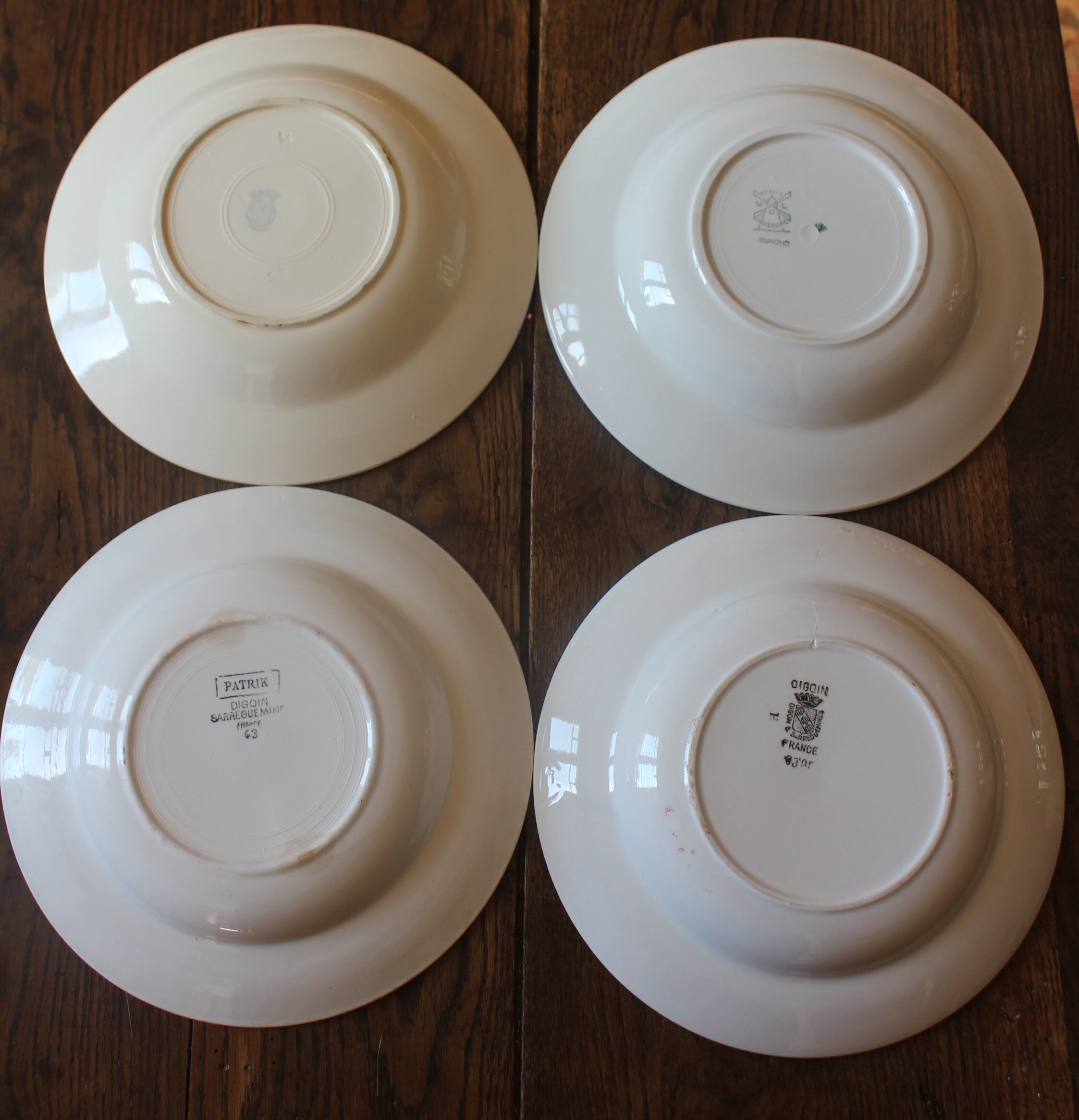 Lot 4 hollow plates mismatched art deco Badonviller Digoin