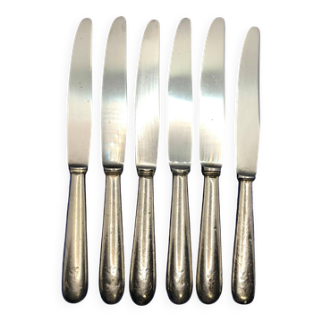 Lot de 6 petits couteaux de la Marine en métal argenté Ercuis