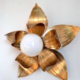 Large brass flower wall light, Jansen style, 1960