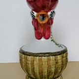 Pichet barbotine zoomorphe en forme de coq