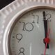 Octagonal clock in white ceramic, vintage 60s-70s