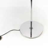 Chrome floor lamp with white lampshade