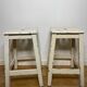 Pair of vintage cream stools in painted wood