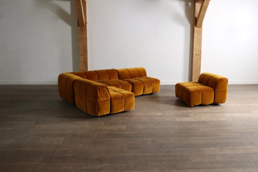 Arflex Strips sofa by Cini Boeri in velvet, Italy 1968