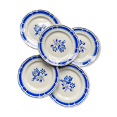 Dessert plates blue floral decoration badonviller