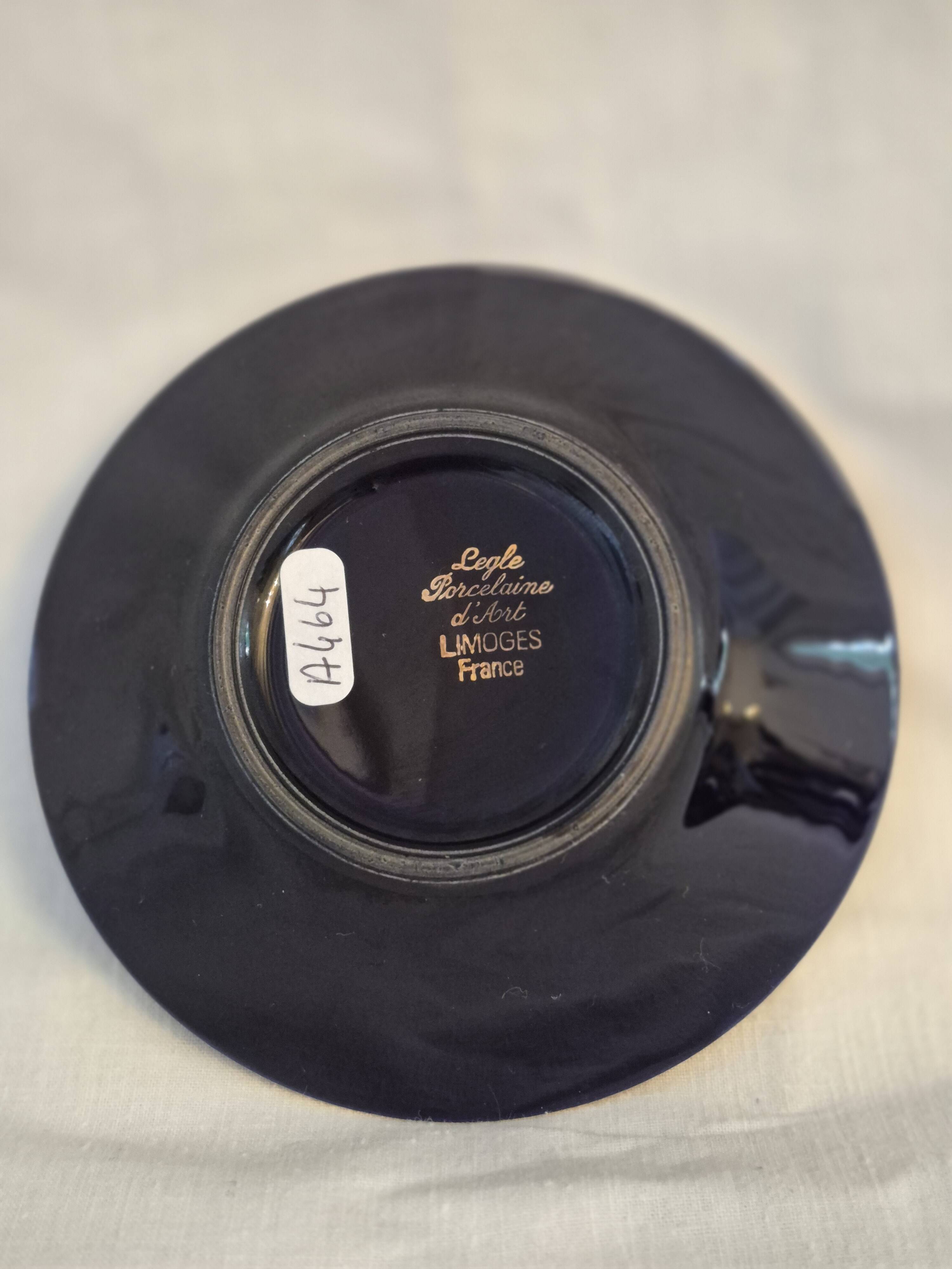 Litron cup porcelain from limoges legle blue from the oven and fine gold a464