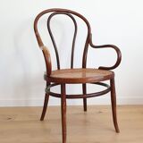 Thonet armchair in curved wood and canework