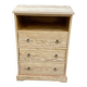 Louis Philippe chest of drawers with 3 drawers renovated in raw solid wood