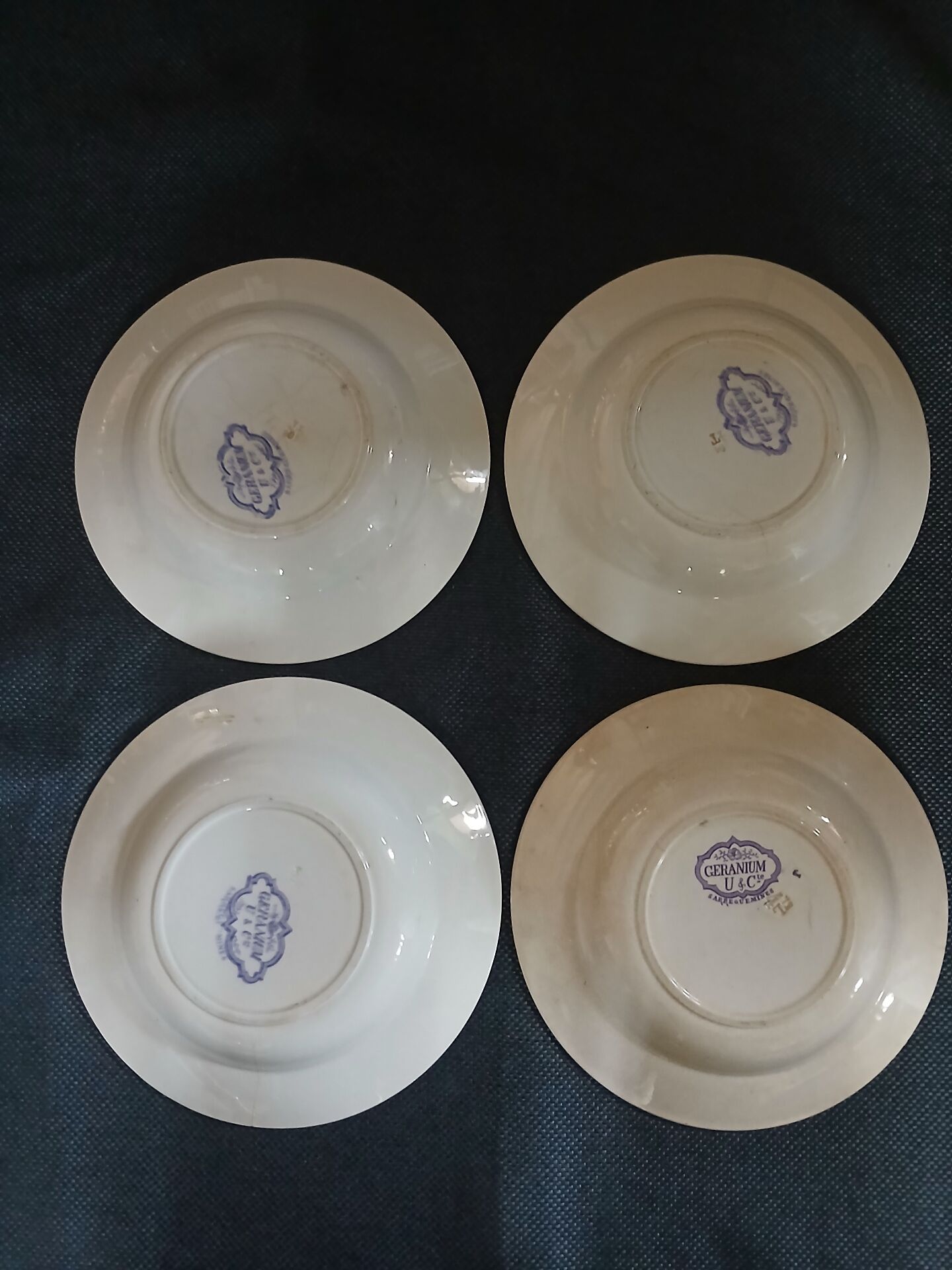 4 antique deep plates in ironstone