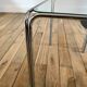 Trio of pull-out coffee tables in glass and chrome metal 70s