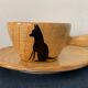 4 coffee cups and 4 sub cups zoomorphic ceramic animals Grandjean Jourdan Vallauris 1950