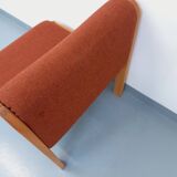 Vintage Fröscher armchair in orange fabric and wood from the 70s 80s