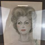 Maria Elisabeth Wrede: superb colorized drawing around 1950, the woman with the pearl necklace