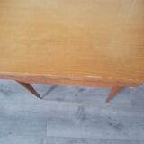 Vintage 60 year bedside table with a compass foot drawer like marquetry on the drawer
