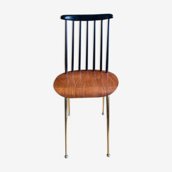 Chair in wood and gold metal