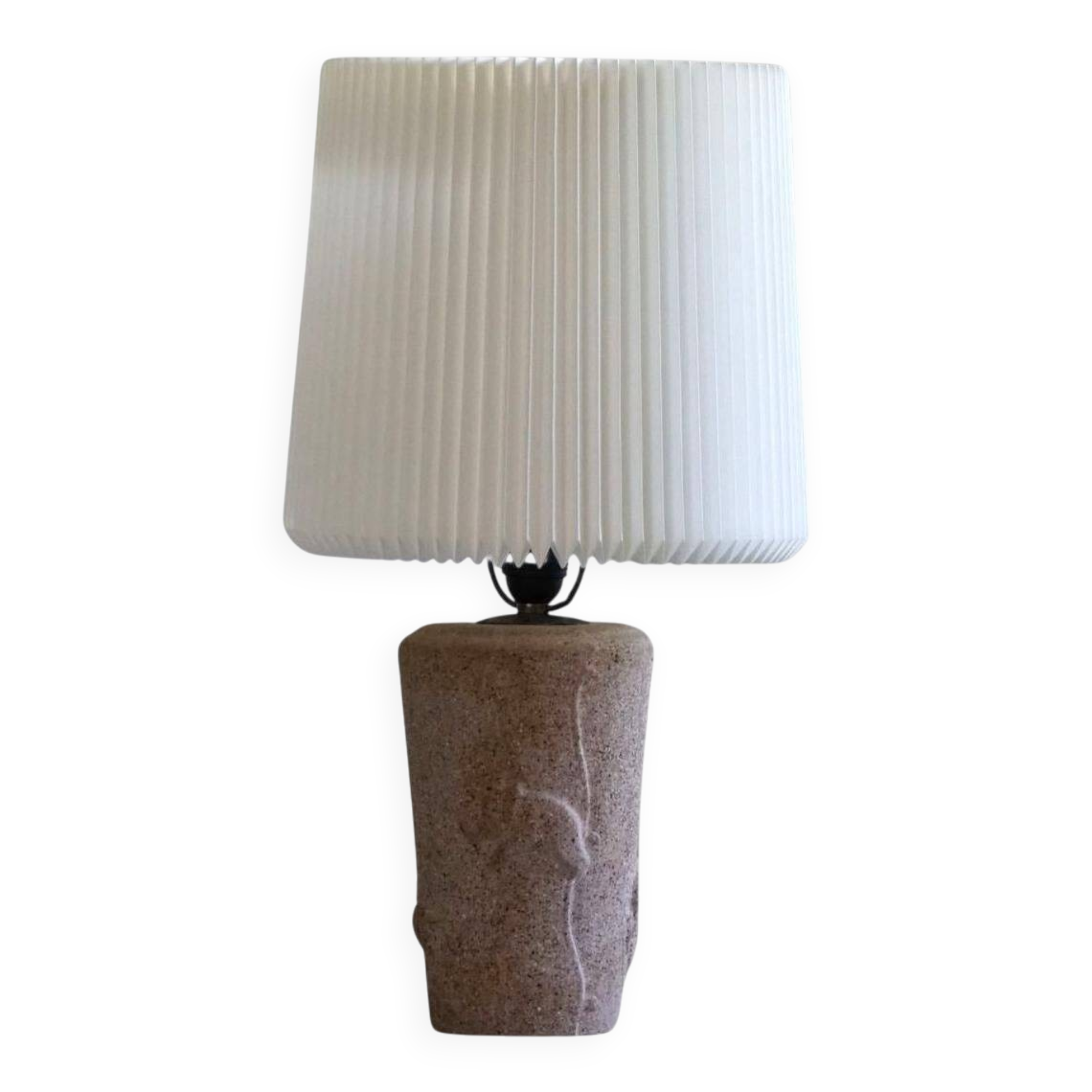 Vintage modern French table lamp in stone with elephant patterns, 1970s.