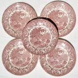 Set de 5 assiettes à dessert à motifs anglais rouges