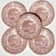 Set of 5 dessert plates with red English patterns