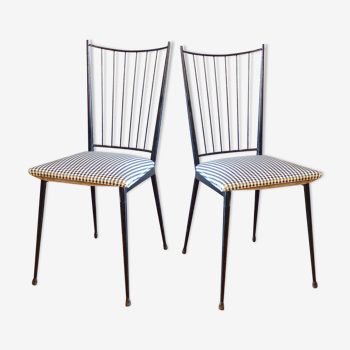 Paire de chaises Colette Guéden noires et blanches