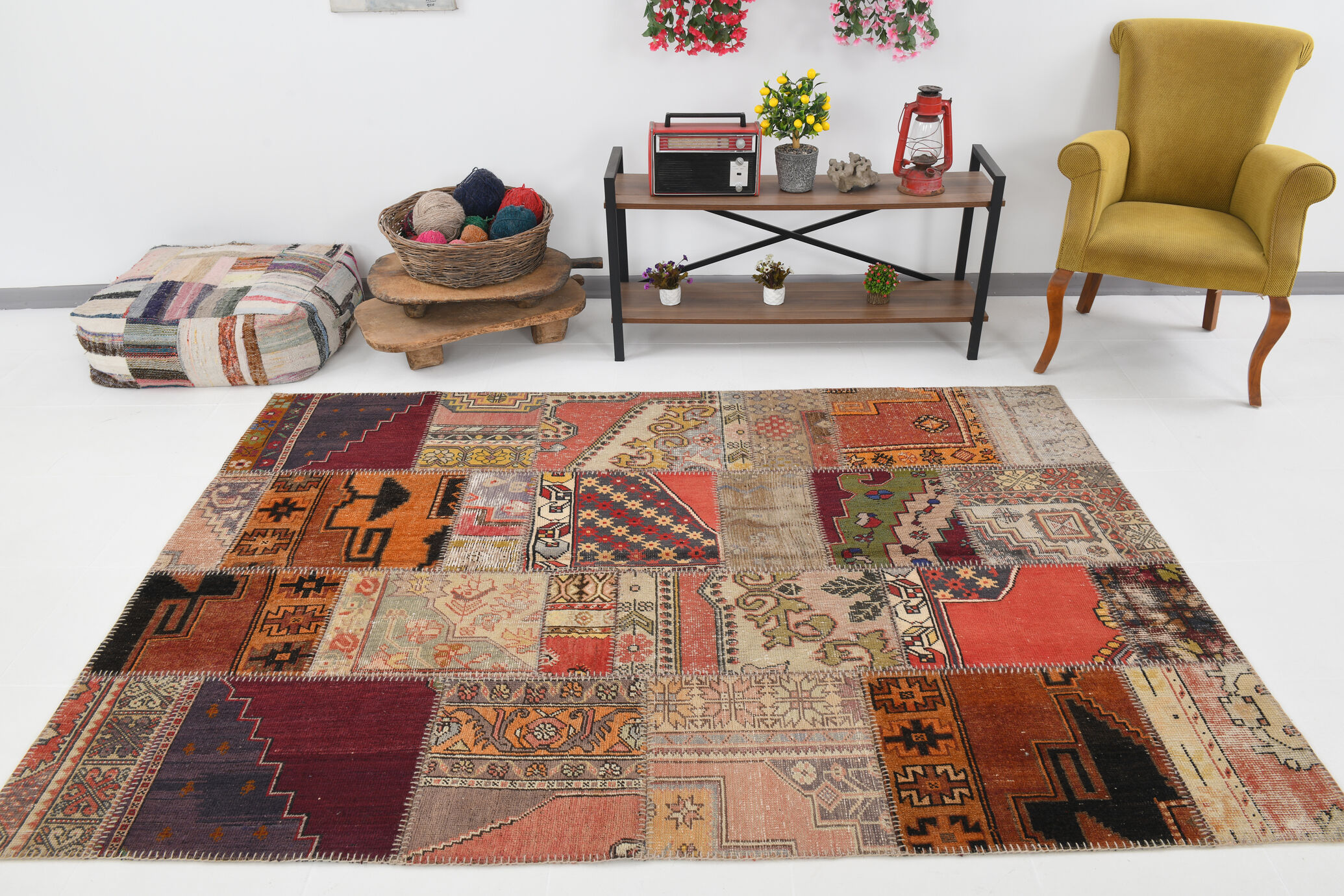 5x8 Red Classic Tapis Teppich Patchwork Rug,242x168Cm