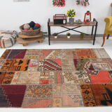 5x8 Red Classic Tapis Teppich Patchwork Rug,242x168Cm
