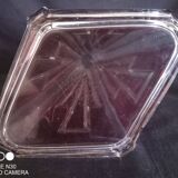 Art Deco carafe in red cut glass, in the style of Karl Palda
