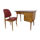 Bureau et chaise Baumann Pégase rouges, pieds compas