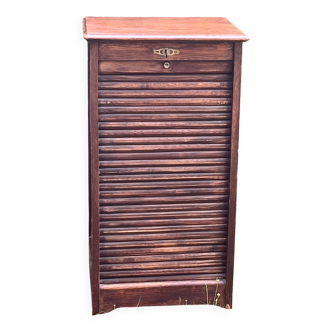 Meuble de métier, meuble de notaire à rideau en chêne