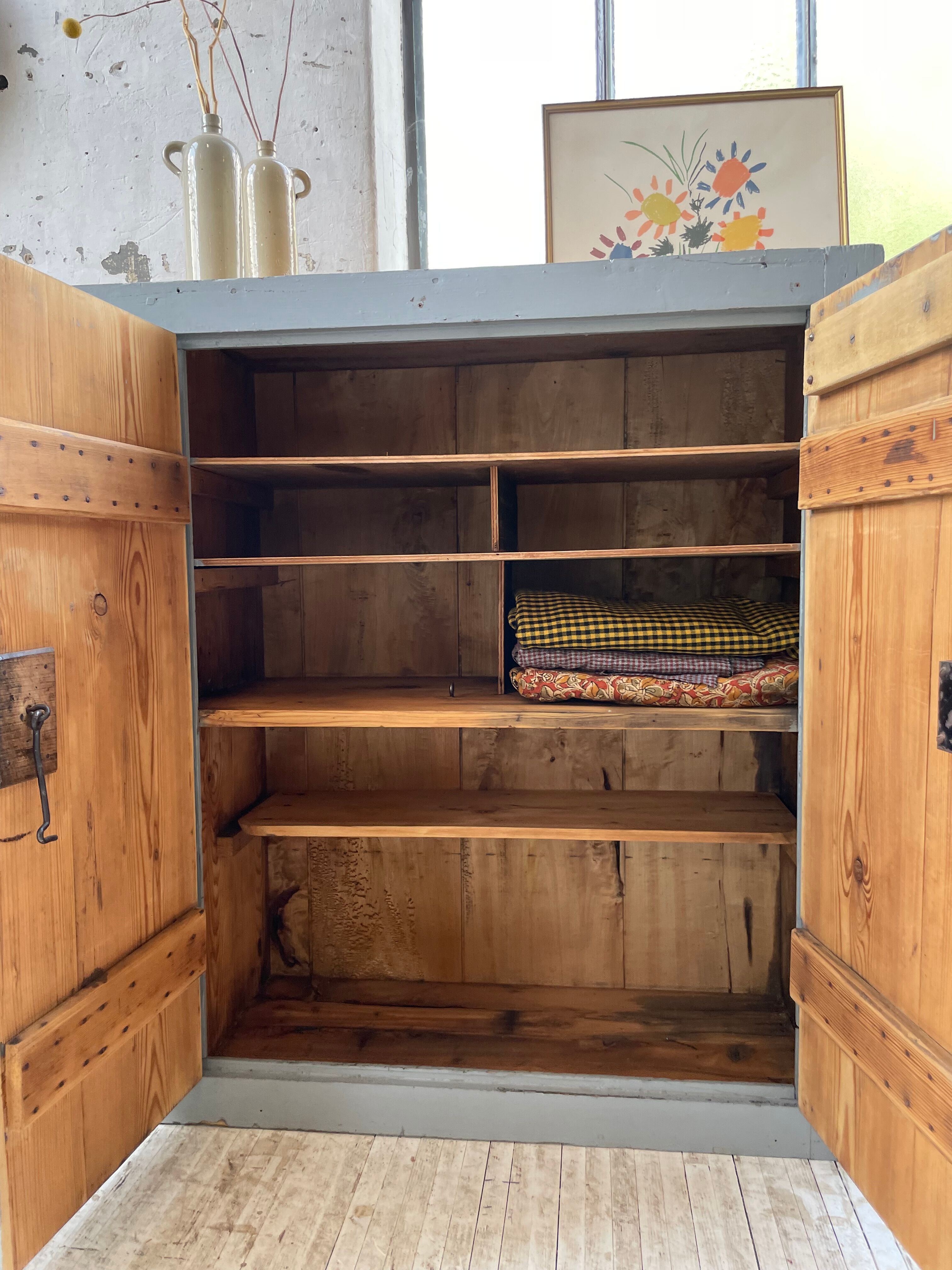 Factory blue patinated workshop furniture