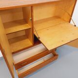 Vintage Scandinavian style secretary bookshelf storage furniture.