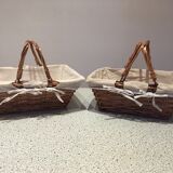 Dressed wicker baskets with two handles