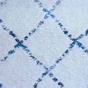 Tapis artisanal en coton recyclé - Réversible - Bleu et ecru