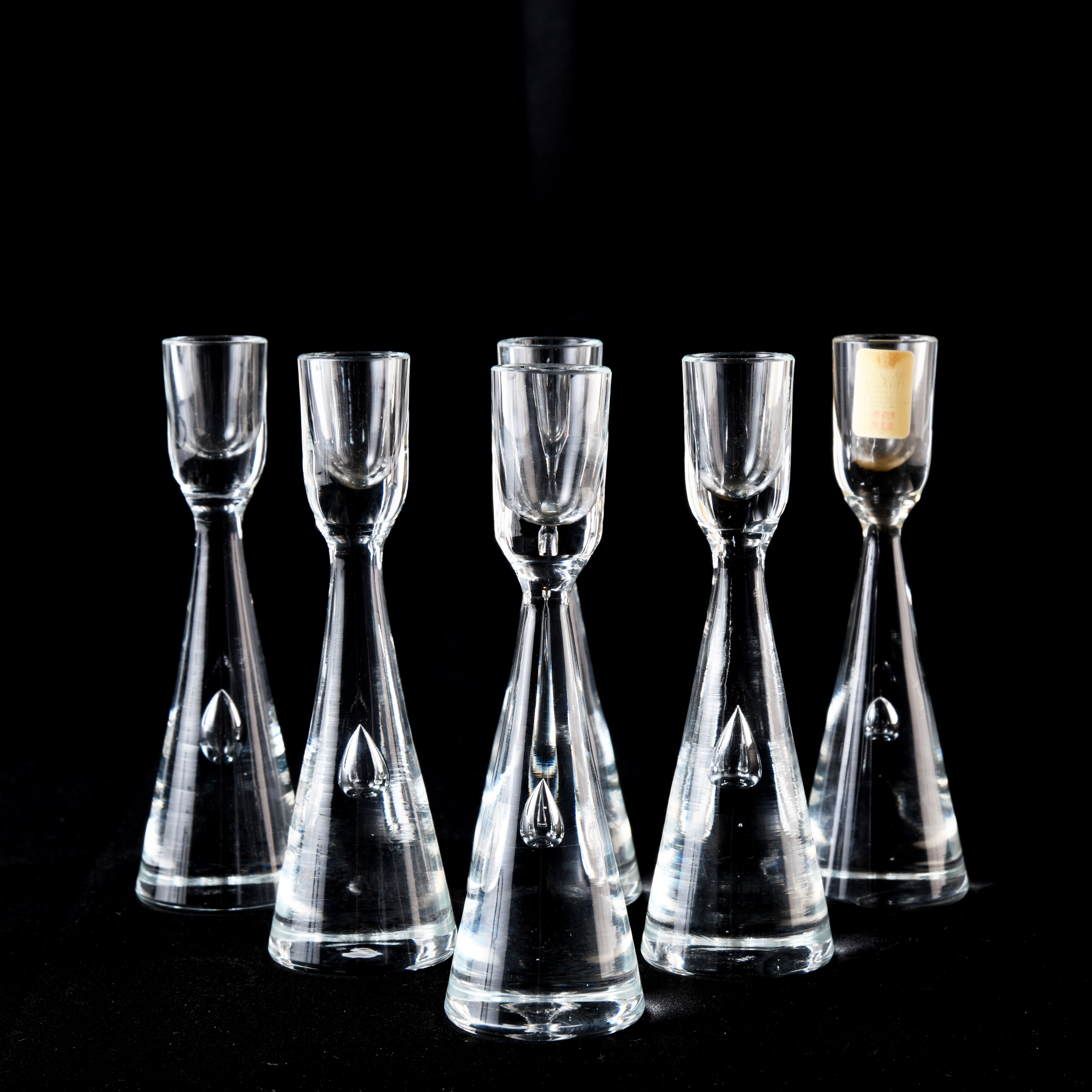 6 small glass candle holders by Bent Severin for Holmegaard