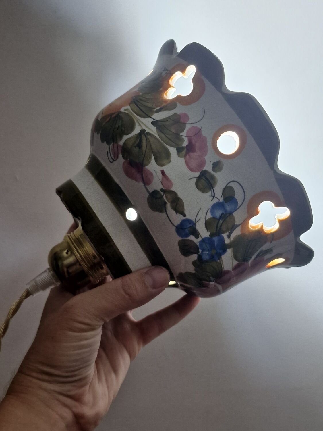 Rustic hand-painted pendant light